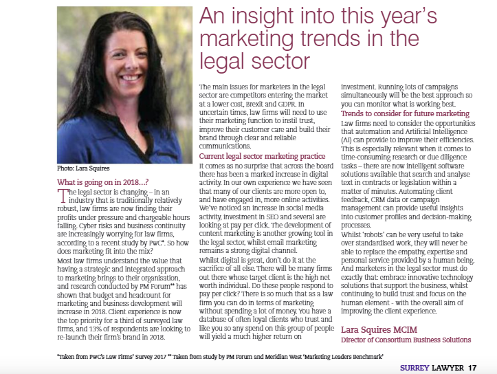Marketing trends in the legal sector