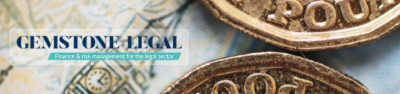 Gemstone Legal Logo over GBP notes and coins